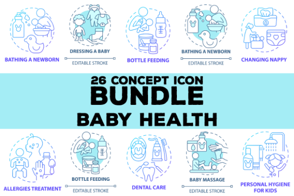 Baby Health Blue Graphics Bundle