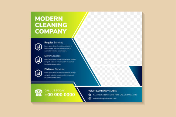 Cleaning Company Green Blue Horizontal Graphics