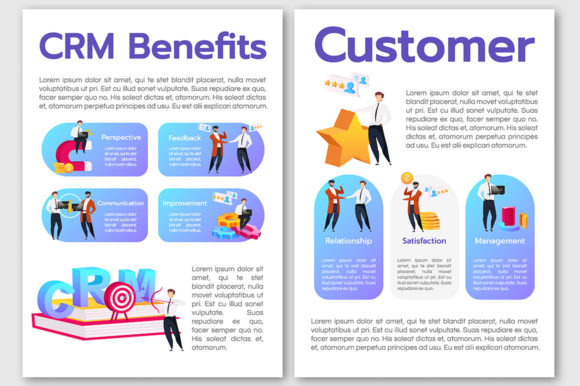 CRM Benefits Flat Vector Brochure