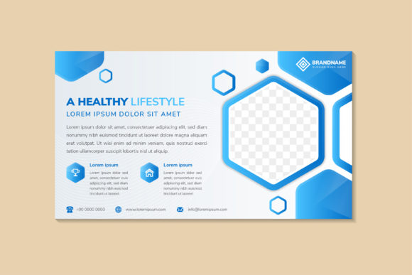 Healthy Lifestyle Horizontal Flyer Blue Graphics for Print Templates