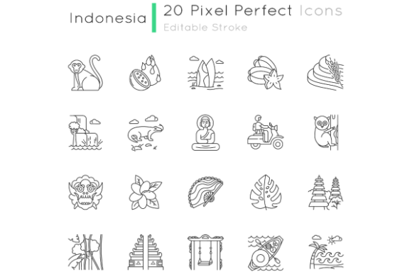 Indonesia Linear Icons Graphics for Crafters