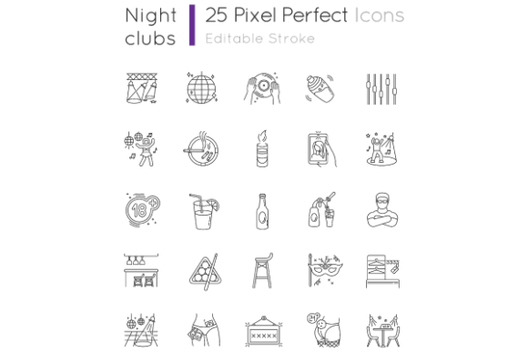 Night Club Pixel Perfect Icons for Modern Web Design