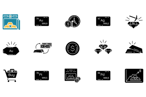 Precious Metals Glyph Icons Set