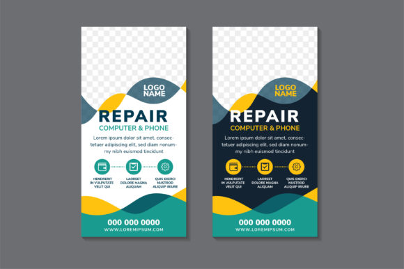 Repair Computer and Phone Vertical Banner Graphics