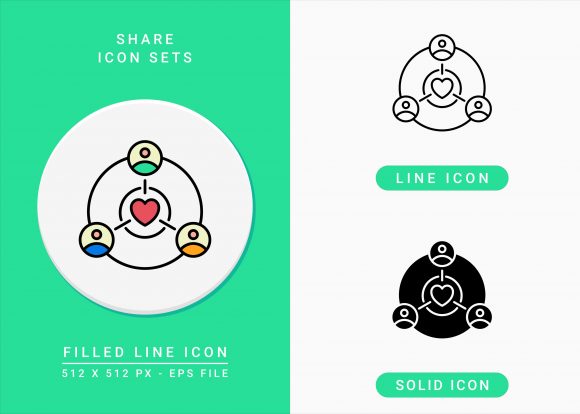 Share Icons Set: A Modern Graphic Design Asset for Branding