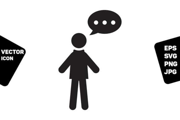 Talk Icon Vector Male Person Profile Graphics