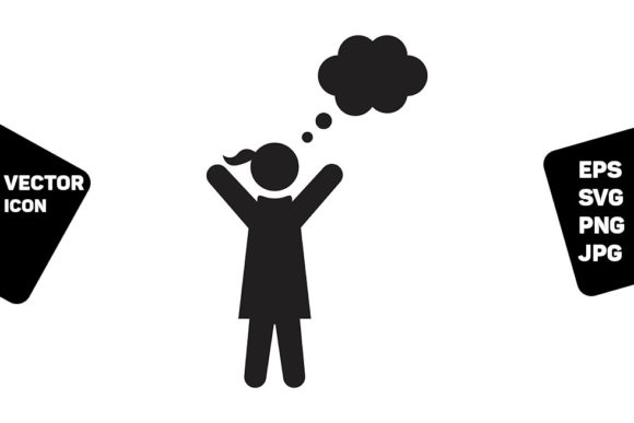 Think Bubble Icon Vector Female Person Graphics