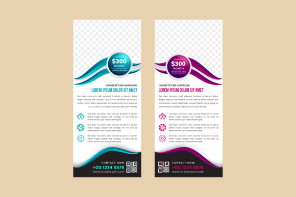 Wave Blue Pink Vertical Banner for Modern Branding